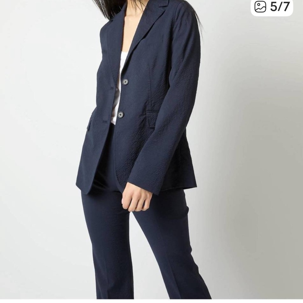 ANN MASHBURN sarah jacket/pants set-in navy stretch wool seersucker (mix19)
